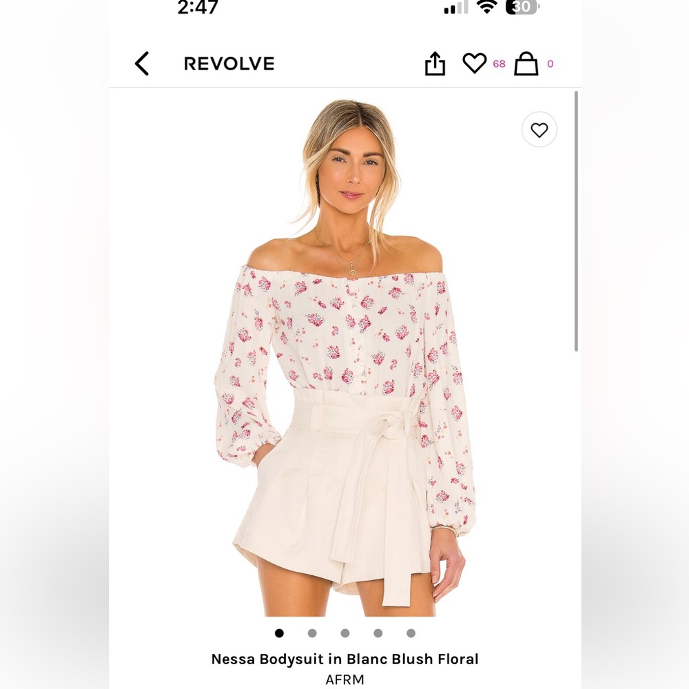 AFRM — long sleeved, floral body suit — XS — white with pink floral